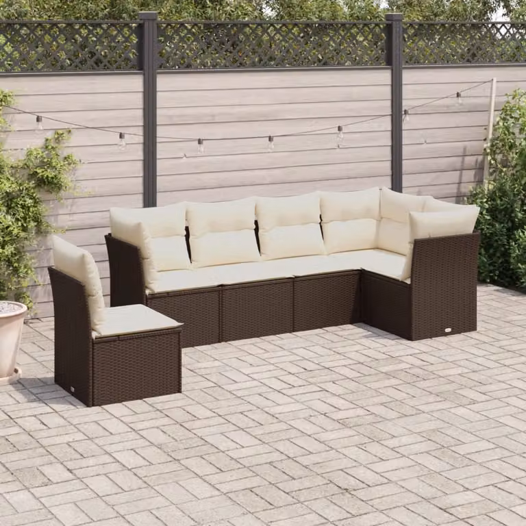 Maison Exclusive - Set da giardino 7 pezzi con cuscini Marrone Poly Rattan