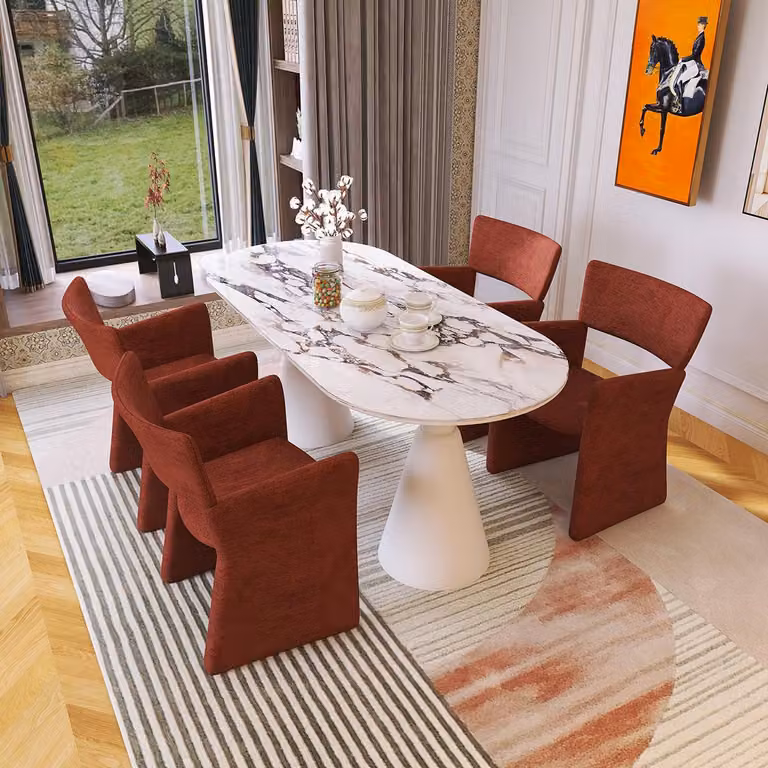 Set per sala da pranzo: tavolo da pranzo e 4 sedie, design completo, mobili per la sala da pranzo