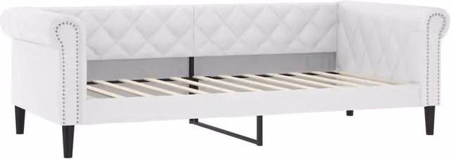 Letto singolo | Letto per adulti | Letto da Giorno Bianco 100x200 cm in Similpelle