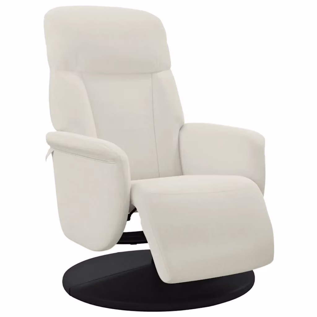 Poltrona Reclinabile con Poggiapiedi vidaXL in Velluto Beige con Base Girevole 360 Gradi e Braccioli – 2