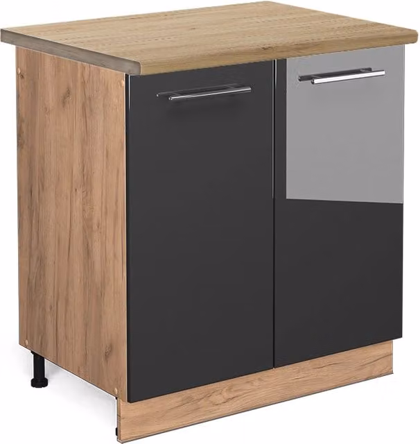 Mobile lavello cucina Fame-Line Vicco Antracite lucido e Rovere dorato L: 80 cm, H: 82 cm, P: 60 cm – 1