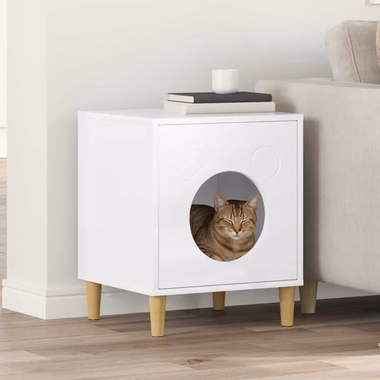 Casa per gatti vidaXL in legno bianco lucido L 42,5 cm x P 40 cm x H 53 cm