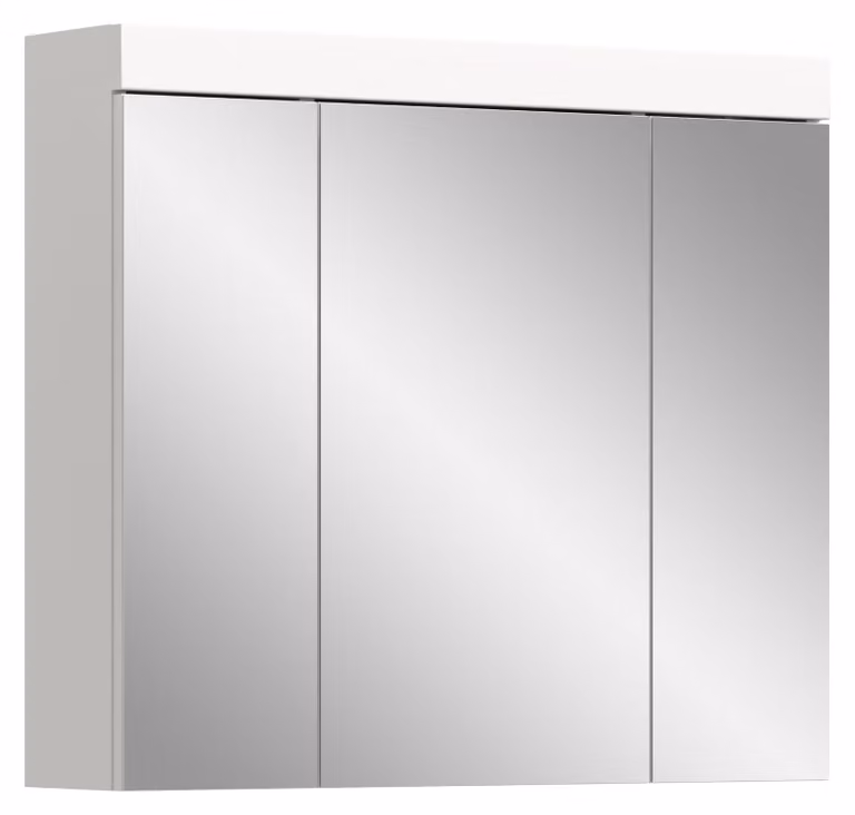 Specchio da bagno 80x70x18 cm, bianco/vetro specchiante, 3 ante, 6 ripiani