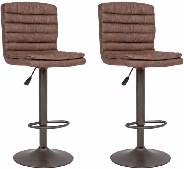 Set di 2 sgabelli da bar Connor GIORDANOSHOP in ecopelle marrone e grigio con struttura in metallo L/P/H: 41 x 50 x 94,5/115,5 cm