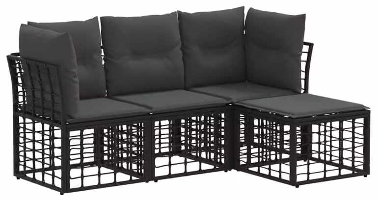 Set di divani da esterno Nero Poliestere