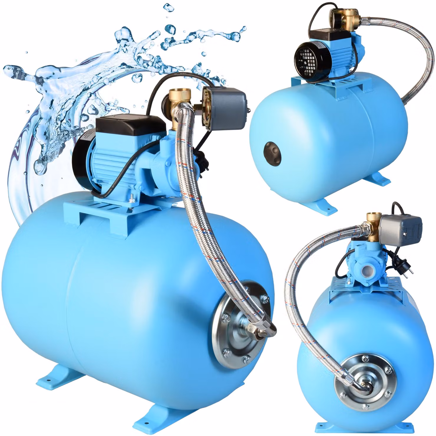 Pompa per acqua domestica QB 60 (2100l/h, 370W, prevalenza 39m) - serbatoio di pressione da 50L - pompa per acqua domestica automatica con pressostato manometro - 50 litri