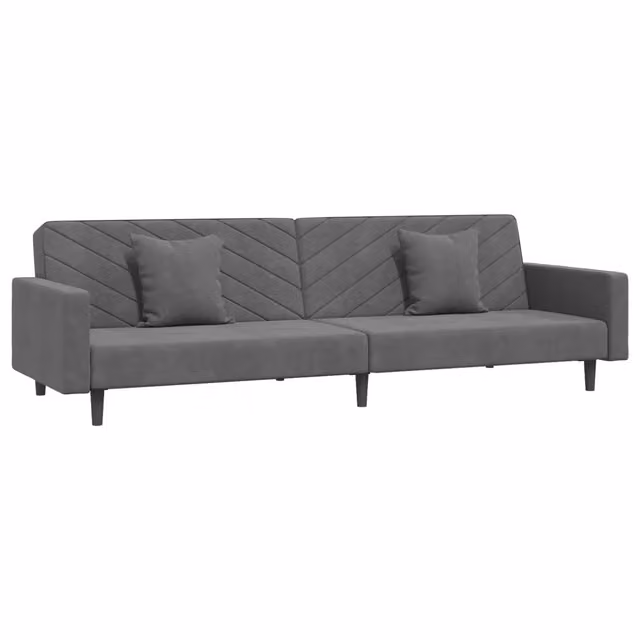 Divano letto | Sof¨¤ letto | Letto singolo a 2 Posti con 2 Cuscini Grigio Scuro in Velluto