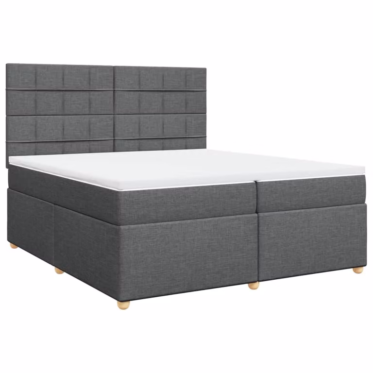 Giroletto a Molle con Materasso Grigio Scuro 200x200 cm Tessuto