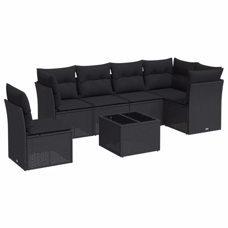 Set Divani da Giardino 6 pz con Cuscini Marrone in Polyrattan