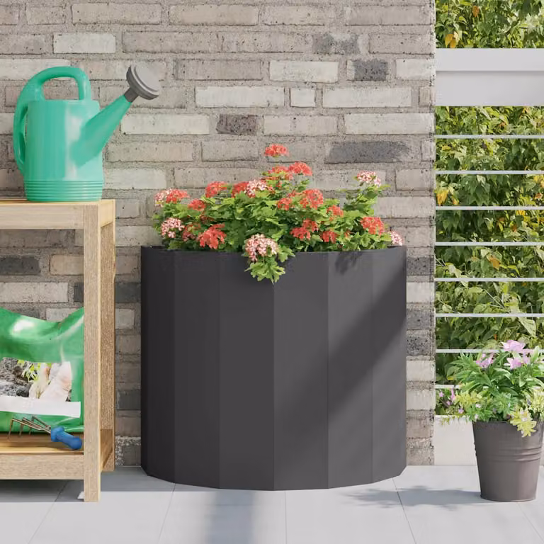 Fioriera vidaXL in acciaio nero L: 60 cm, P: 30 cm, H: 50 cm