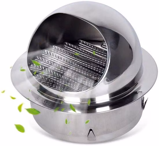 Griglia di protezione per ventilatore - 130 mm - Zanzariera - Resistente alla pioggia - Acciaio inossidabile - Per uso esterno