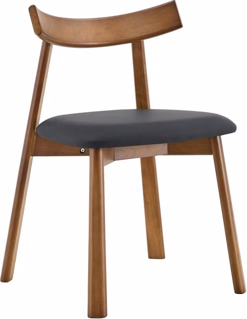 Set di 2 sedie da pranzo Chicfurn in stile scandinavo con schienale ergonomico e seduta in ecopelle nera e struttura in legno di caucciù e metallo