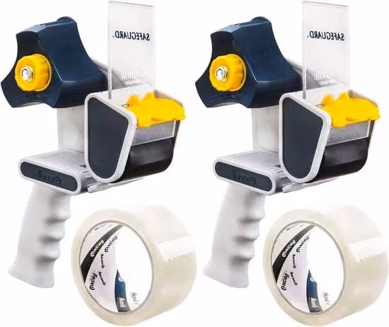 Set di 2 dispenser per nastro adesivo trasparente in plastica, bianco e nero