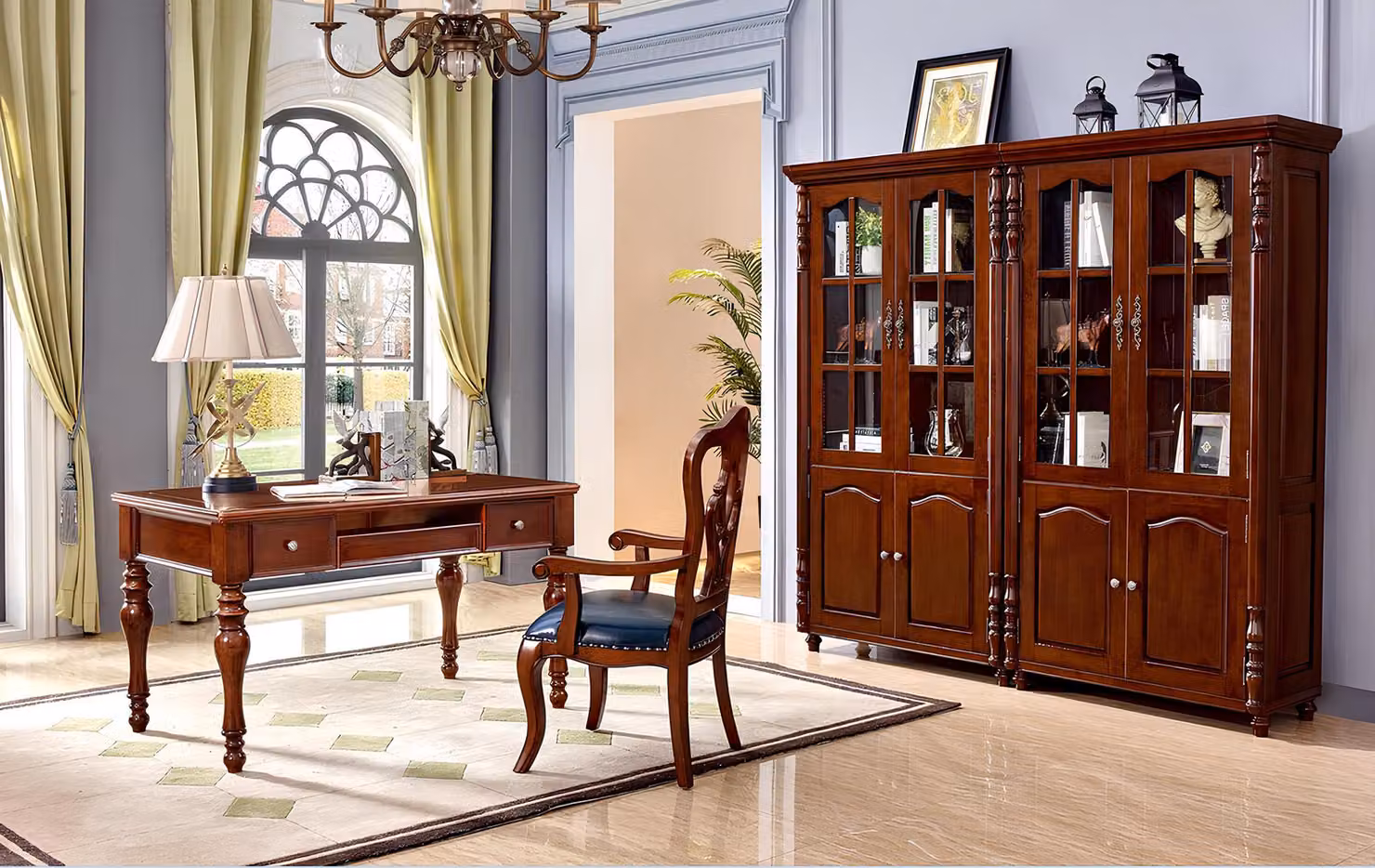 Büro Set Schreibtisch Arbeitszimmer 4tlg. Stuhl 2x Bücherregal Büro Einrichtung