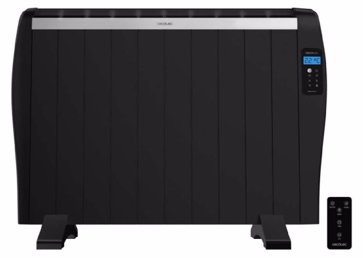Radiatore Emettitore Termico Cecotec 10 Elementi con Telecomando ReadyWarm 2100 Thermal Black. 1500W, Schermo LCD