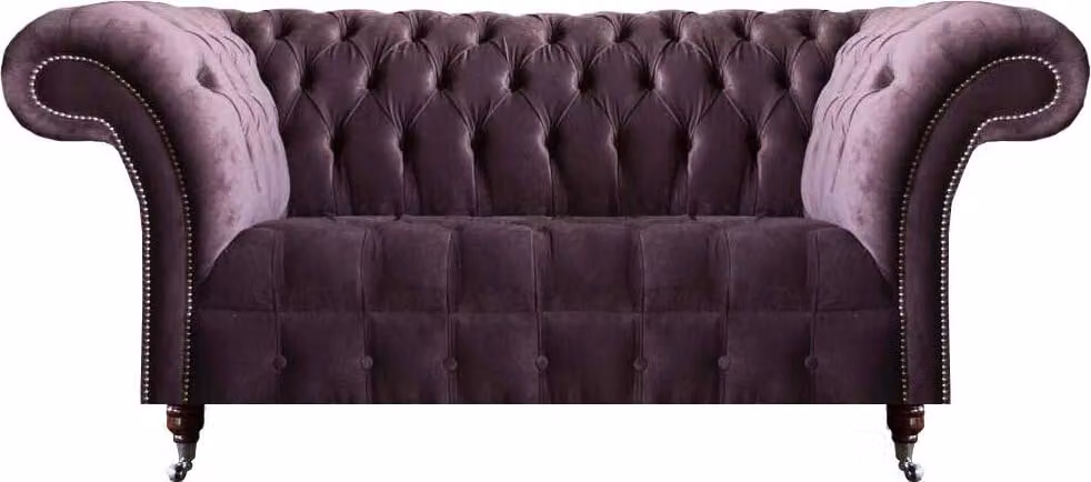 Schicker Chesterfield Lila Dreisitzer Wohnzimmer Polstercouch Edle Möbel