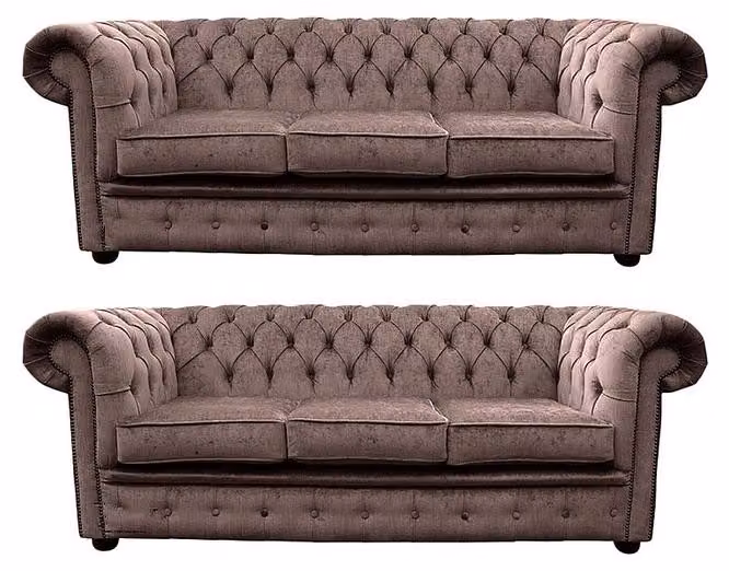 Chesterfield Couch Polster Sofas Klassischer Sofagarnitur Leder Set Original