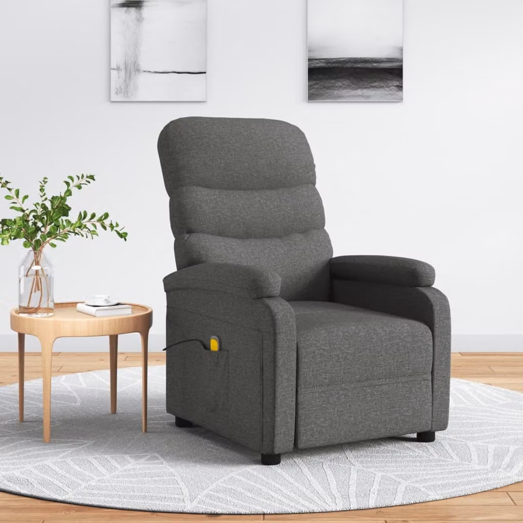 The Living Store poltrona massaggiante in tessuto grigio scuro