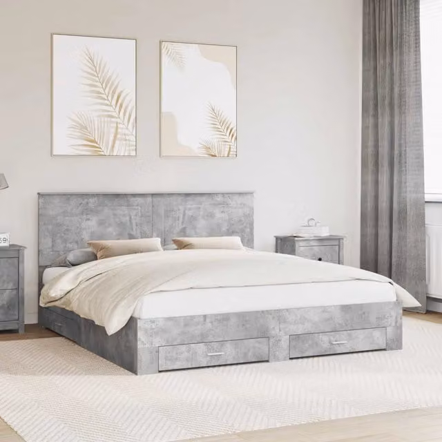 Struttura del letto con testiera-Giroletto con Testiera Grigio cemento 180 x 200 cm 947703