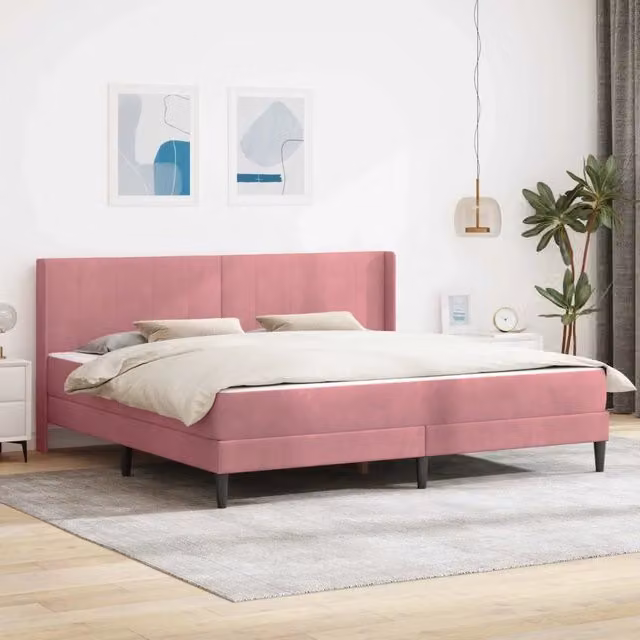 Struttura letto con materasso Rosa 180 x 200 cm Velluto 3414882
