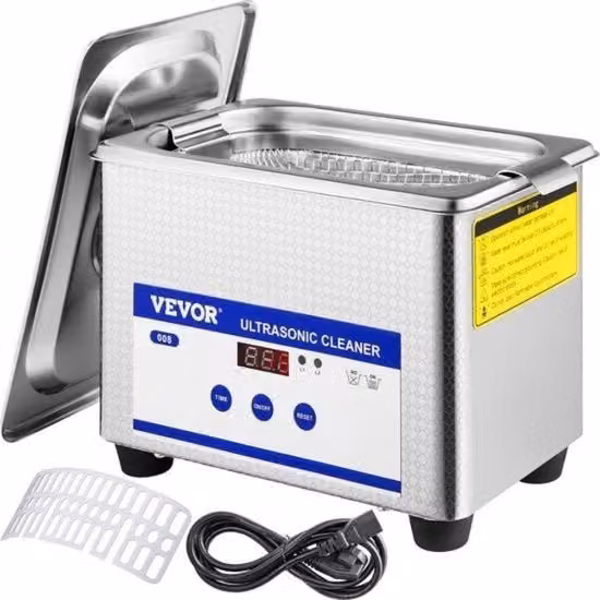 Pulitore Ultrasonico VEVOR in Acciaio Inox, Colore Argento, per Occhiali e Pedicure