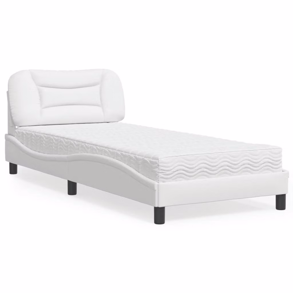 Letto con Materasso Hvar vidaXL Bianco in Similpelle e Materiali Misti L: 80 cm, P: 200 cm