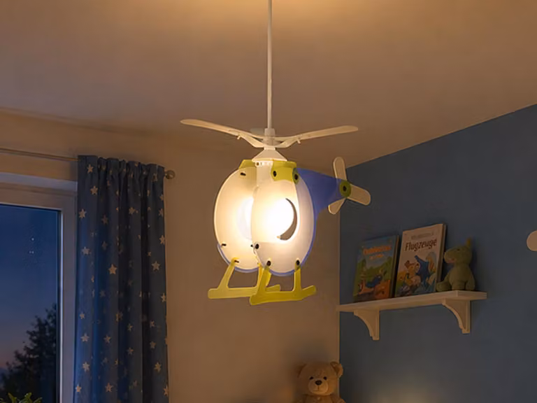 Lampada a sospensione "Elicottero" di Niermann Leuchten - Dimensioni: 45 cm x 30 cm x 30 cm - Colore: bianco, blu; 183