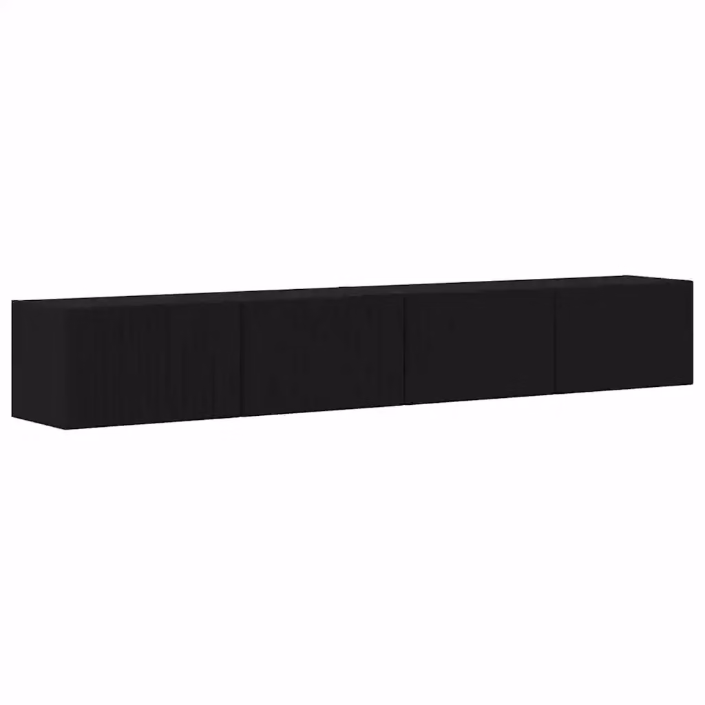 Set di 2 mobili TV da parete vidaXL moderni in legno, colore nero opaco, L: 60 cm, P: 31 cm, H: 29.5 cm – 2