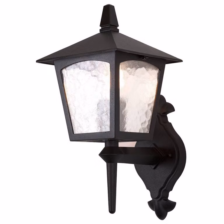 Applique da esterno York nera e trasparente, 1xE27x60W, alluminio, dimensioni: 43,5x18,5x23 cm, IP23, Elstead