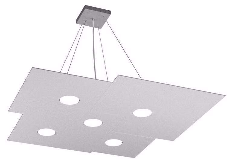 Sospensione Moderna Plate Metallo Grigio 5 Luci Gx53