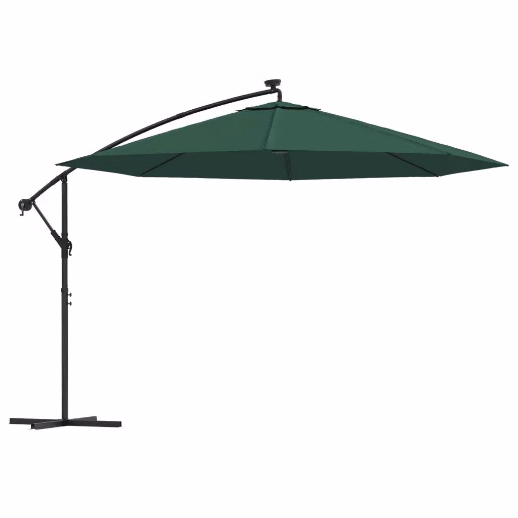 Ombrellone a sbalzo MERCATOXL con LED e palo in metallo, colore verde, diametro 350 cm – 2