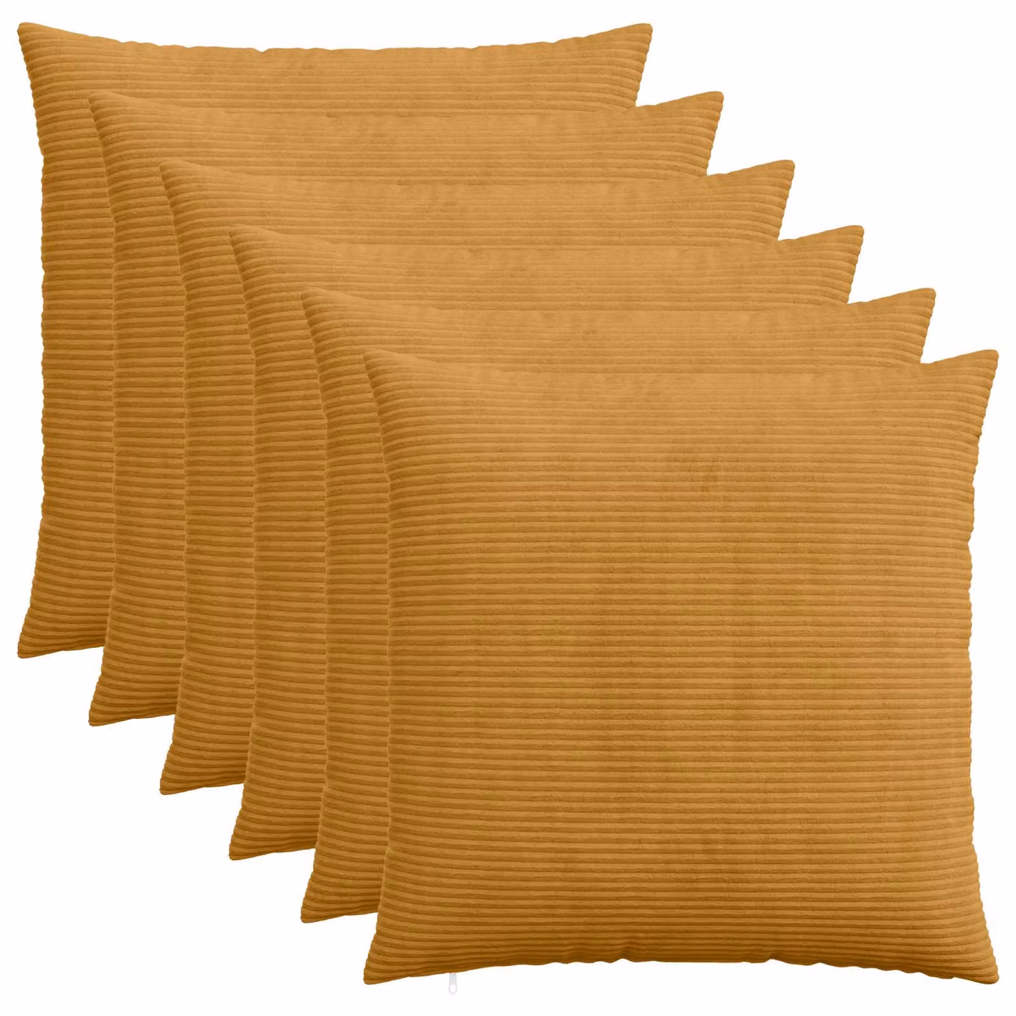 Set di 6 federe vidaXL HEERLEN in velluto a coste, Giallo, 70 x 70 cm