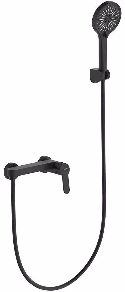 CERANO - Miscelatore a parete per doccia Velea con accessori - nero opaco