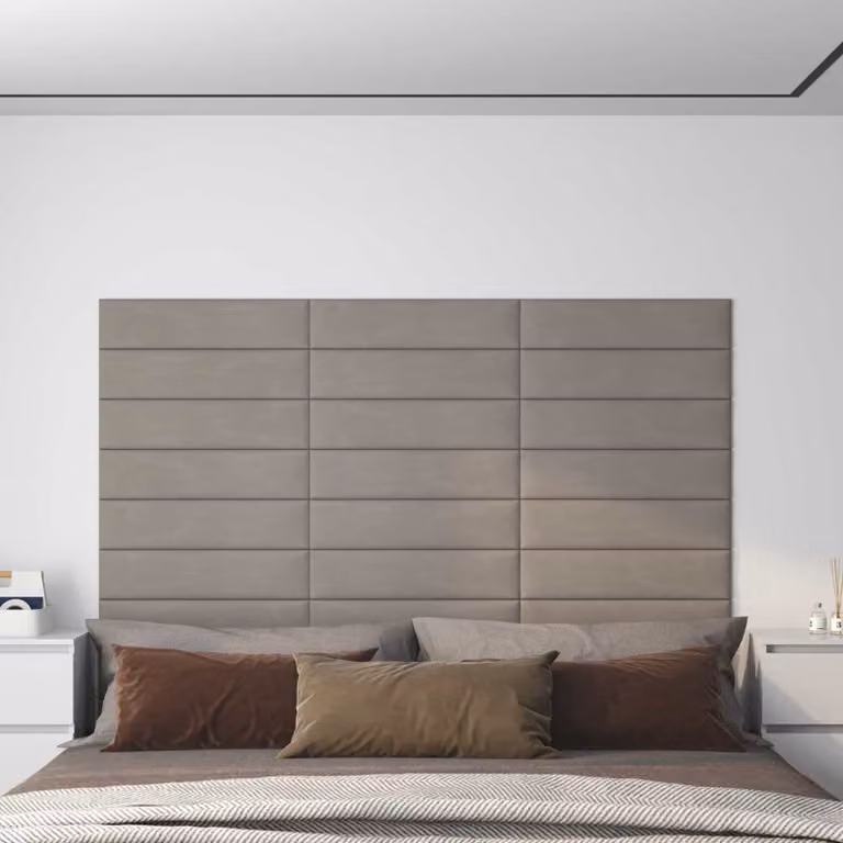 Testiera da parete imbottita vidaXL in velluto grigio, set di 12 pannelli moderni per camera da letto