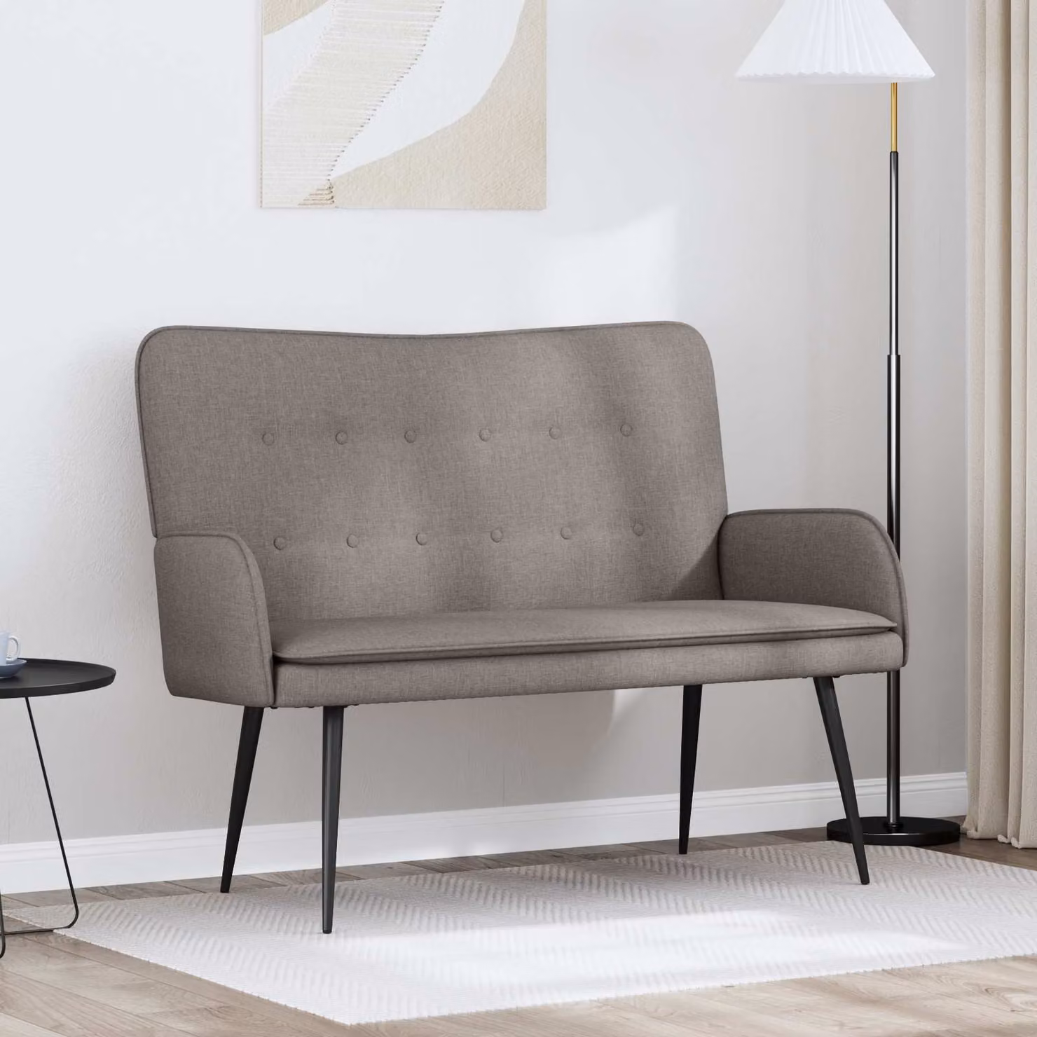 vidaXL Divano a 2 Posti Moderno in Tessuto Beige/Grigio L/P/H: 115 x 61 x 87 cm