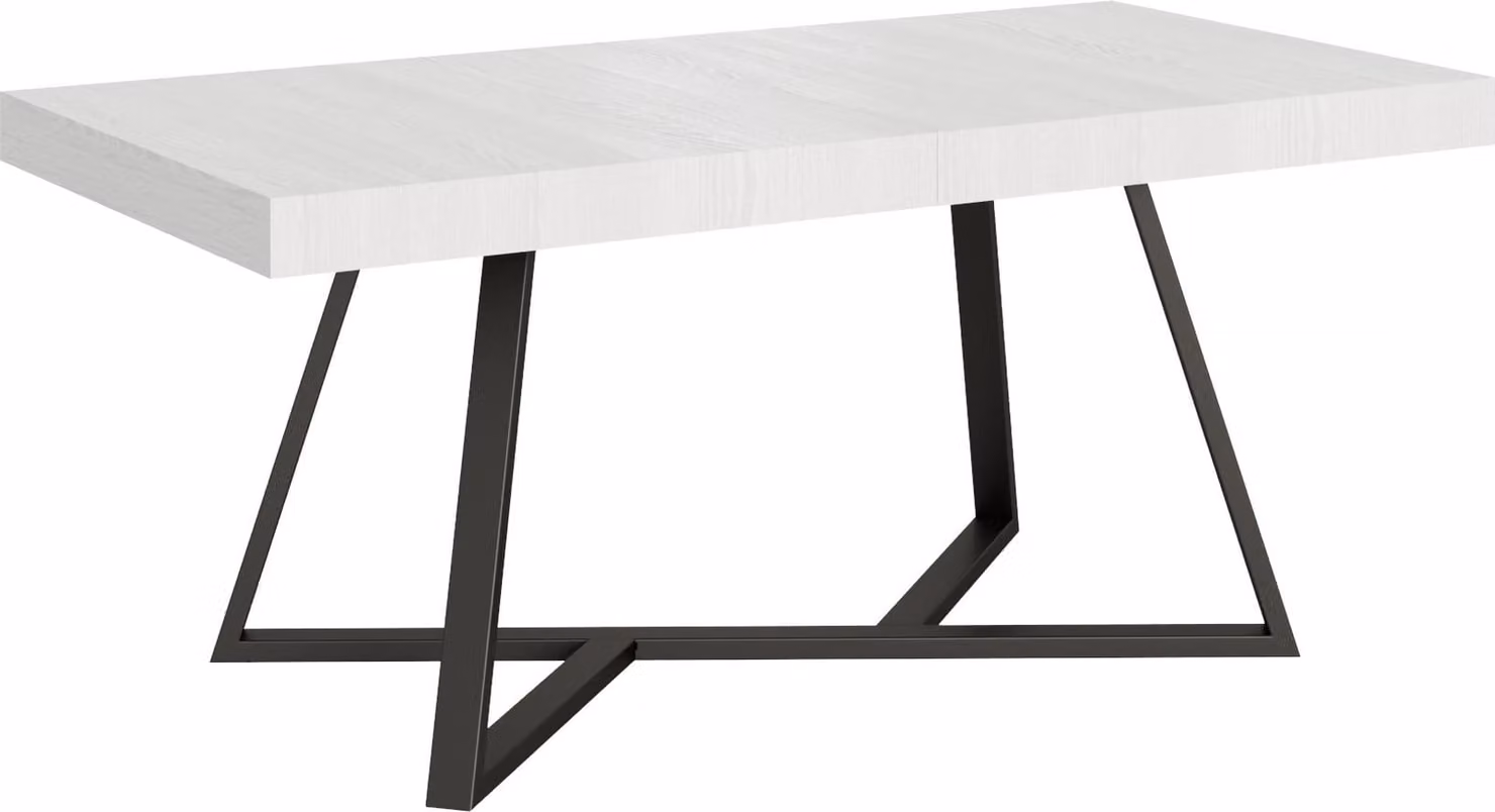 ITYHOME - Tavolo allungabile 200/460x90 cm Booster bianco frassino gambe antracite