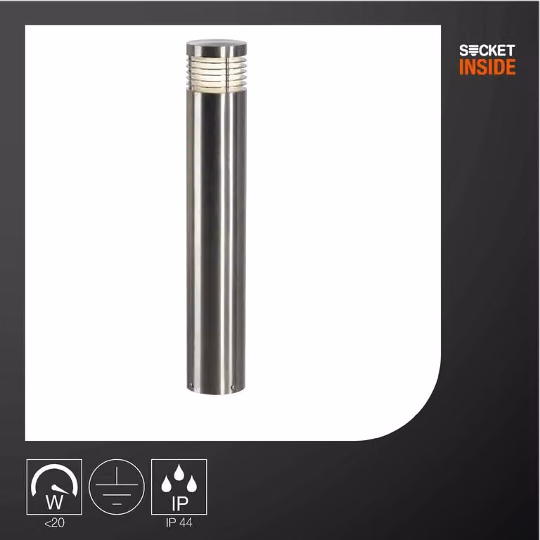 Lampada da terra VAP SLIM 60, acciaio inossidabile, attacco E27, grado di protezione IP44, 20W, altezza 60 cm
