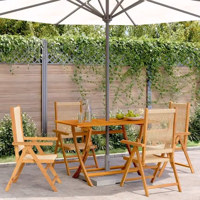 Sedie Reclinabili Pieghevoli 4pz Beige Legno Massello Acacia 3214535