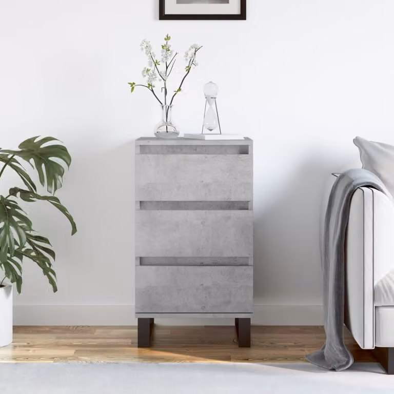 Credenza moderna vidaXL in legno e metallo, colore grigio, L 40 cm x P 35 cm x H 70 cm