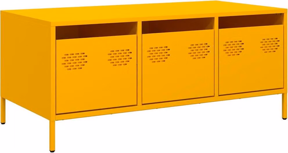 Tavolino Giallo 101,5x50x43,5 cm Acciaio Laminato a Freddo