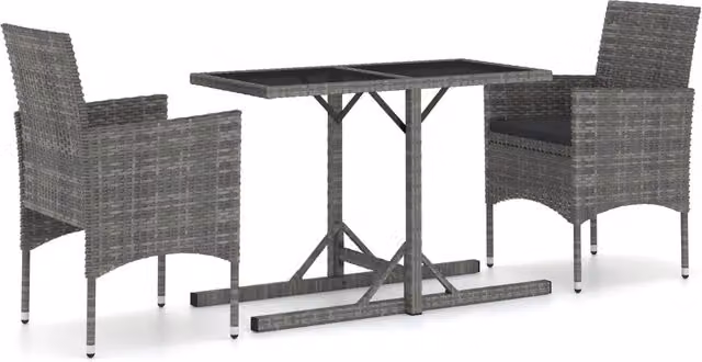 Set Salotto da Giardino Moderno in Polyrattan e Vetro Grigio Antracite
