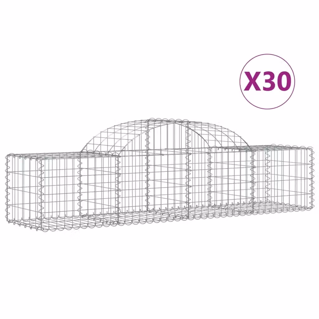 Set di 30 Cesti Gabbioni ad Arco vidaXL in Acciaio Zincato Argento L: 200 cm, P: 50 cm, H: 40-60 cm – 2