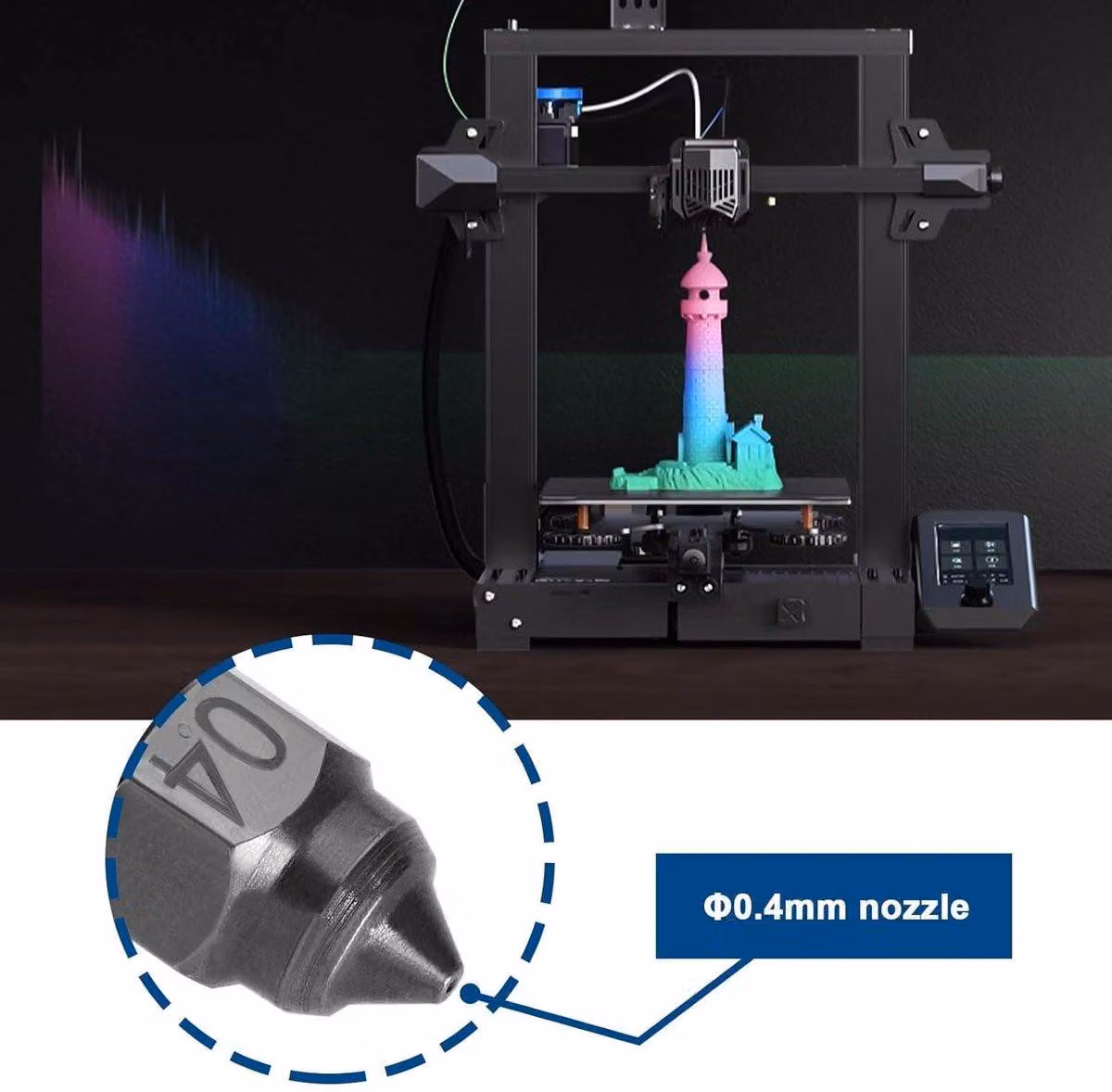 Ugello in acciaio temprato da 0,4 mm, set da 2, compatibile con CR6 SE, Ender3 V2 Pro, Ender 5 Plus Pro, CR10. Accessorio di alta qualità per stampanti 3D