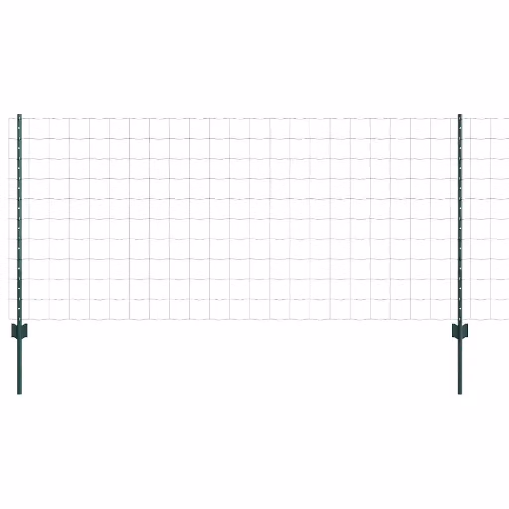 Recinzione Euro vidaXL in acciaio rivestito in PVC verde con palo rotondo per installazione nel terreno L: 25 m, H: 1 m – 2