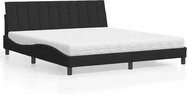 Letto moderno vidaXL Hanko con materasso in velluto nero L/P/H: 180 x 200 x 185 cm – 1