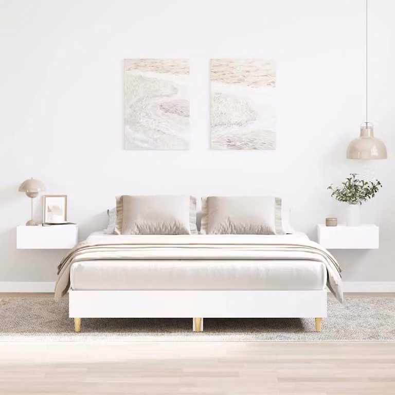 vidaXL Giroletto senza Materasso Bianco in Legno Multistrato L: 140 cm, P: 200 cm, H: 25 cm