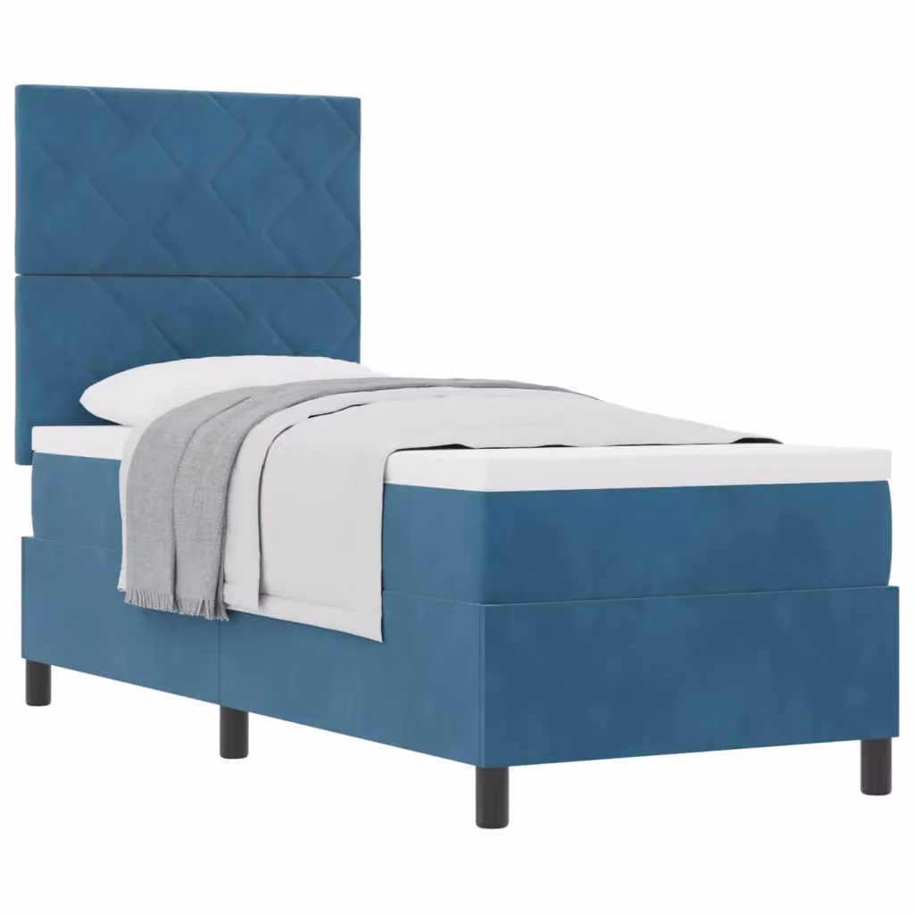 Letto a molle con testiera in velluto blu vidaXL L 200 x L 80 cm – 2