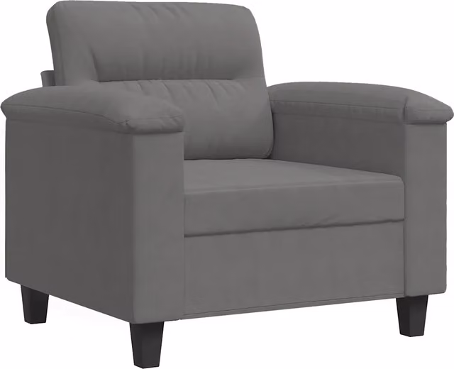 Poltrona Relax Recliner in Microfibra Grigia con Braccioli e Struttura in Metallo