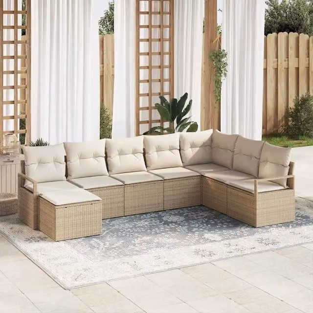 Set di divani 8 pz Beige polyrattan 3346501