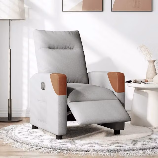 Poltrona Elettrica Reclinabile-Divano Sedia Grigio Nuvola in Tessuto 896198
